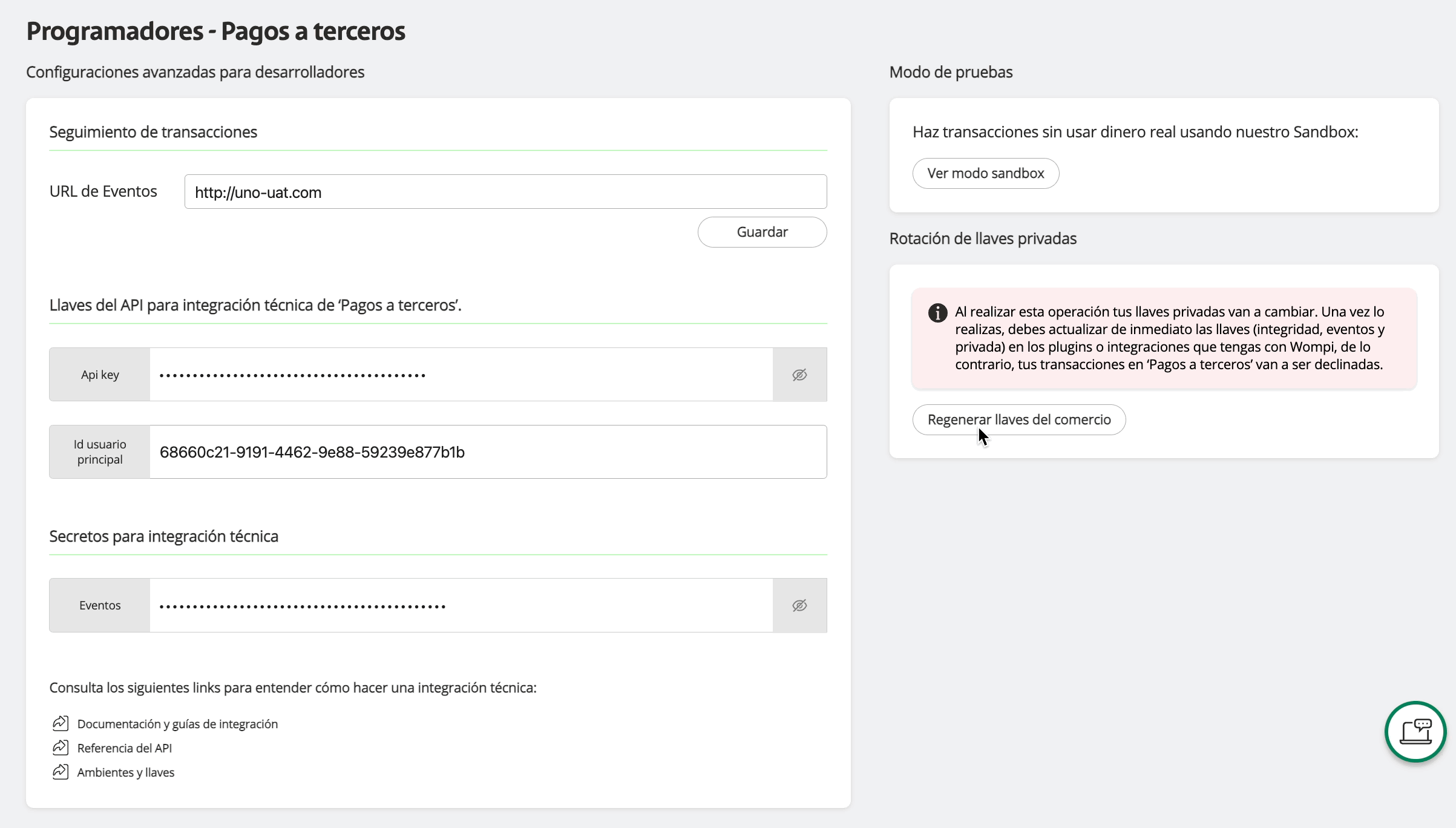 Regeneración API Key