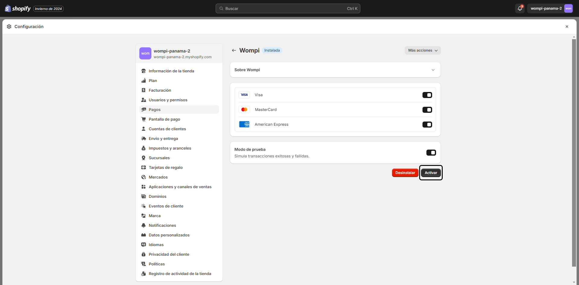 ¡Configuración Shopify y Wompi!